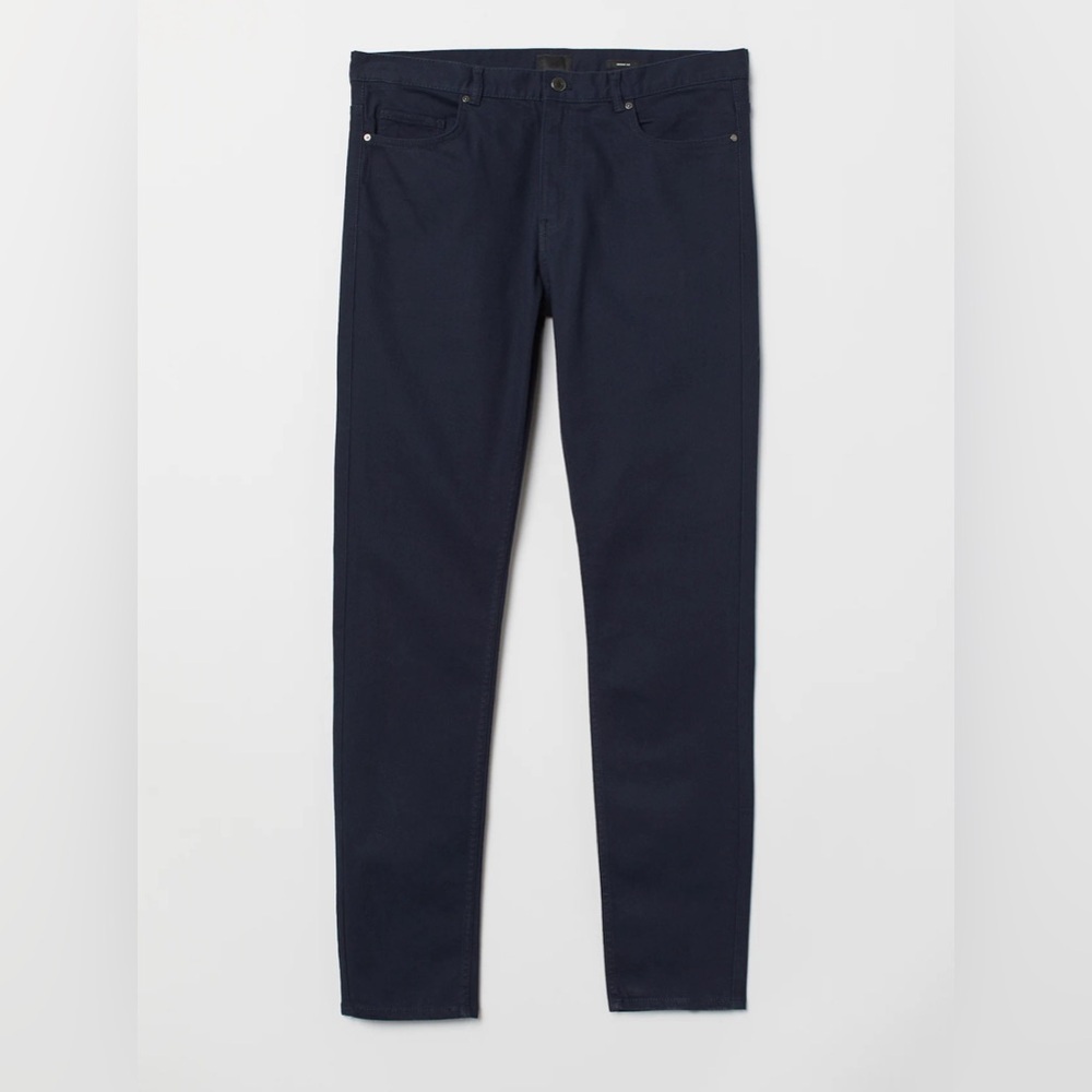 H&M MENS DARK NAVY SKINNY FIT TWILL PANTS SZ 31x32